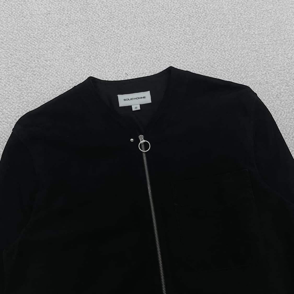 솔리드옴므 노 카라 스웨이드 자켓 블랙 상품이미지2