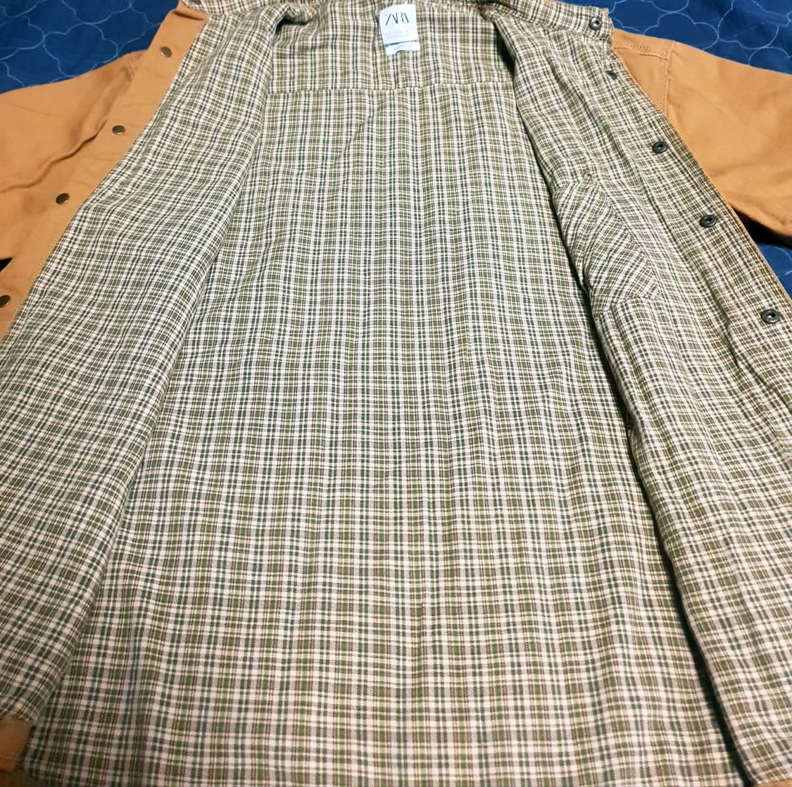 (빈티지) 자라 릴렉스드핏 클래식 체크 패브릭 셔츠 자켓 브라운 (S) 상품이미지3