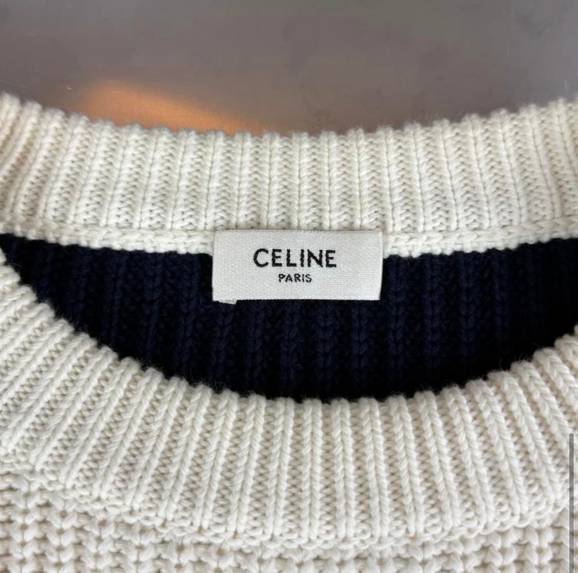 [리오브전포점] 셀린느 스트라이프 리브드 울 로고 니트 상품이미지4