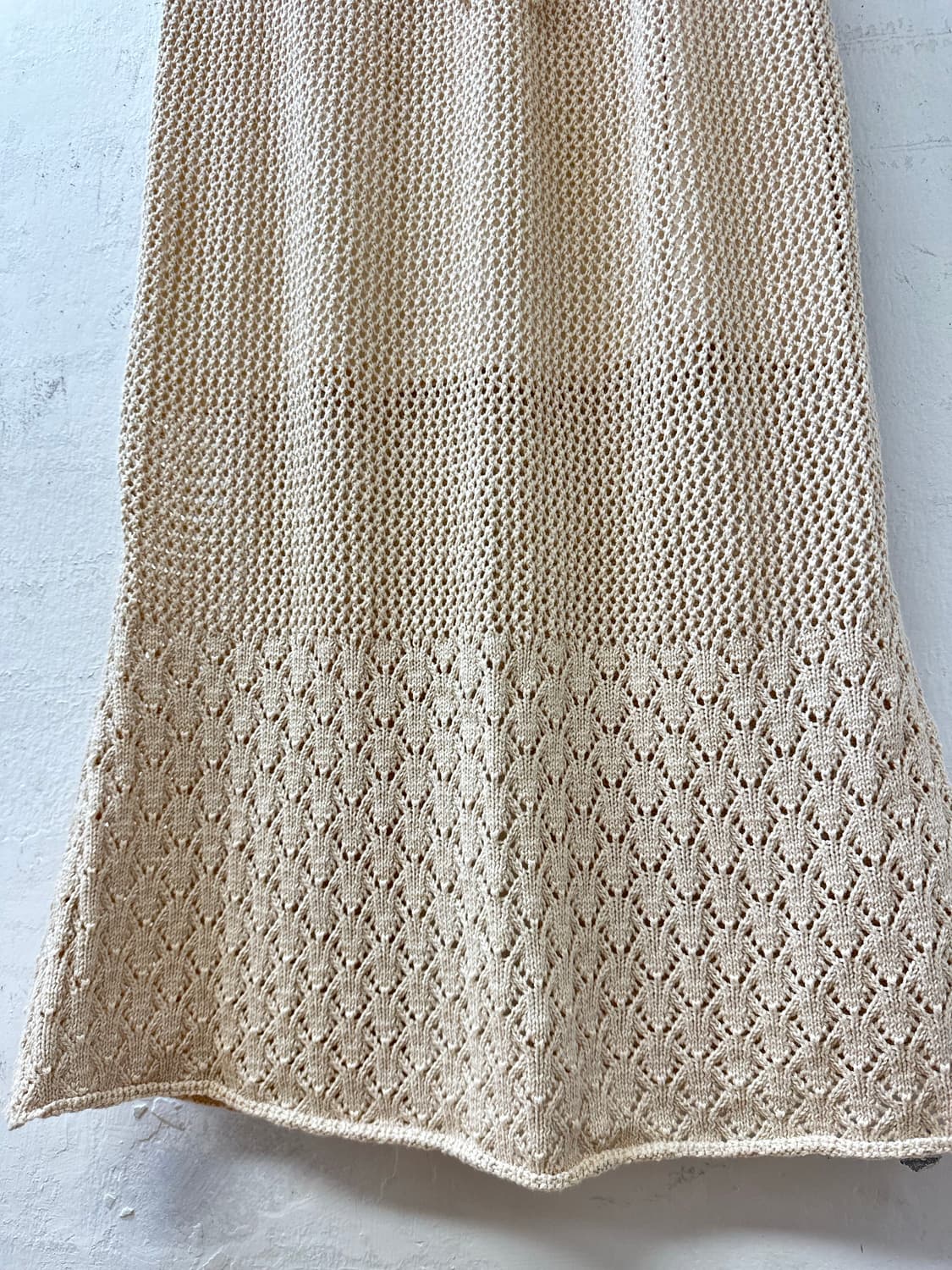 일본빈티지 아이보리 썸머 니트 레이스 짜임 밴딩 롱 스커트  상품이미지6