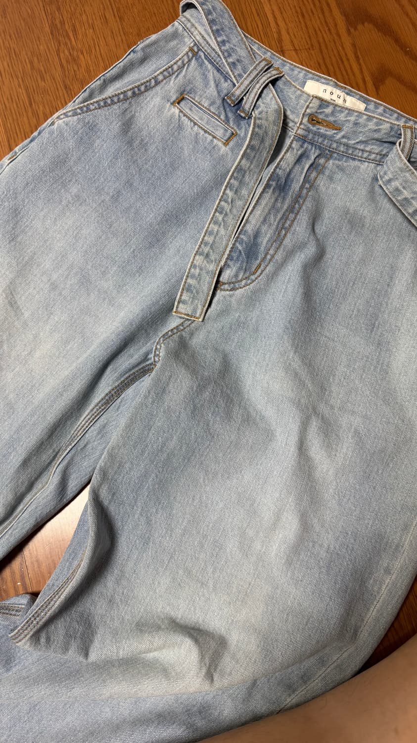 노운 벨티드 데님팬츠 라이트블루 0사이즈 상품이미지4