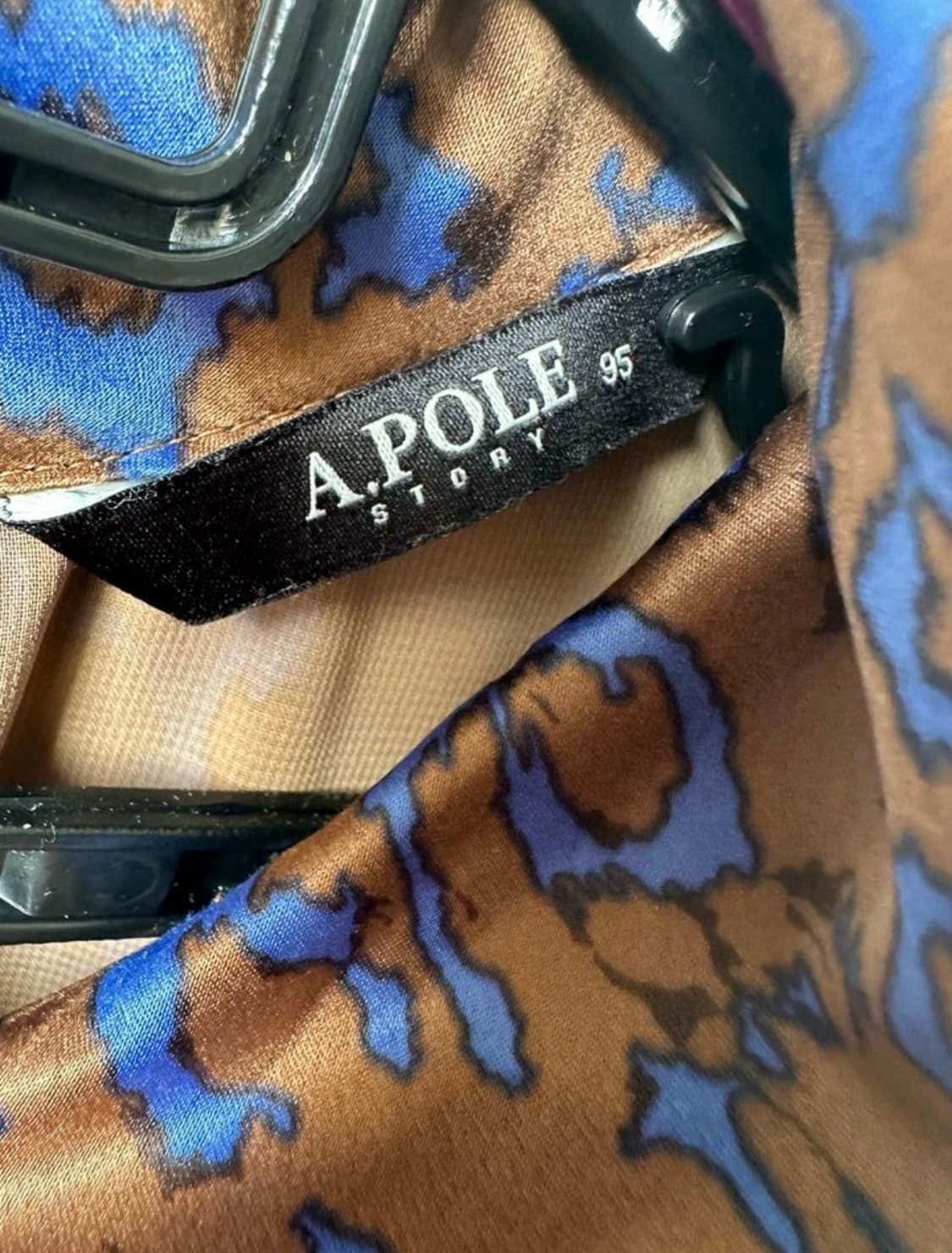 블루/브라운 패턴 실크 블라우스 상품이미지7