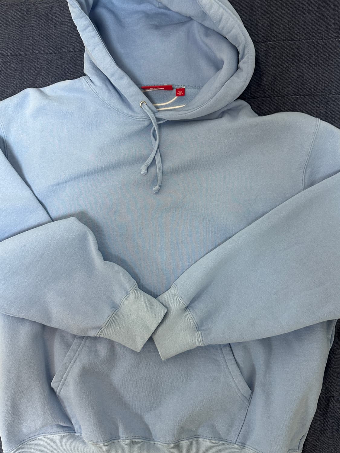 24fw 슈프림 사틴 아플리케 후드 라이트블루 M 최상급 상품이미지3