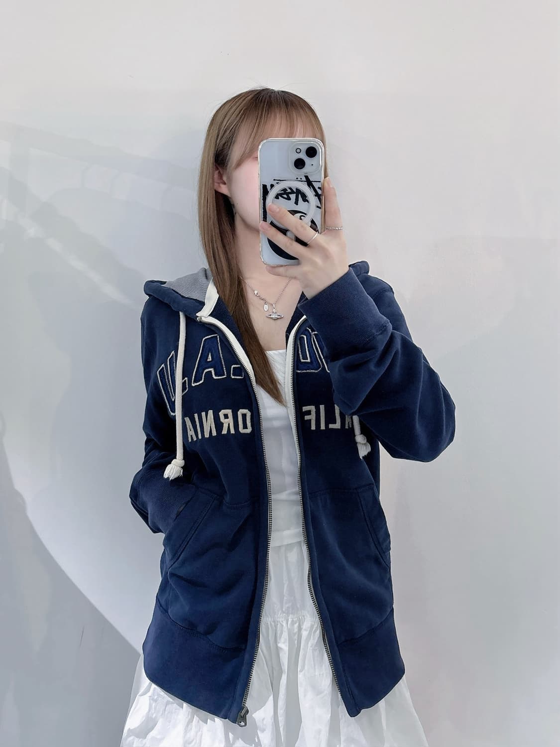 후아유 빅로고 네이비 후드집업 상품이미지2