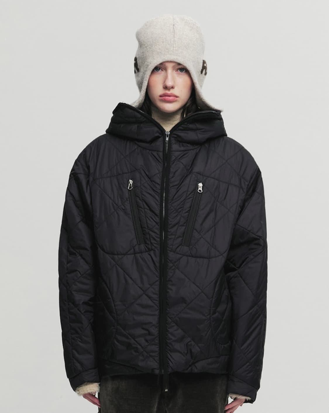 세릭 하이넥 패딩 후드집업 상품이미지1