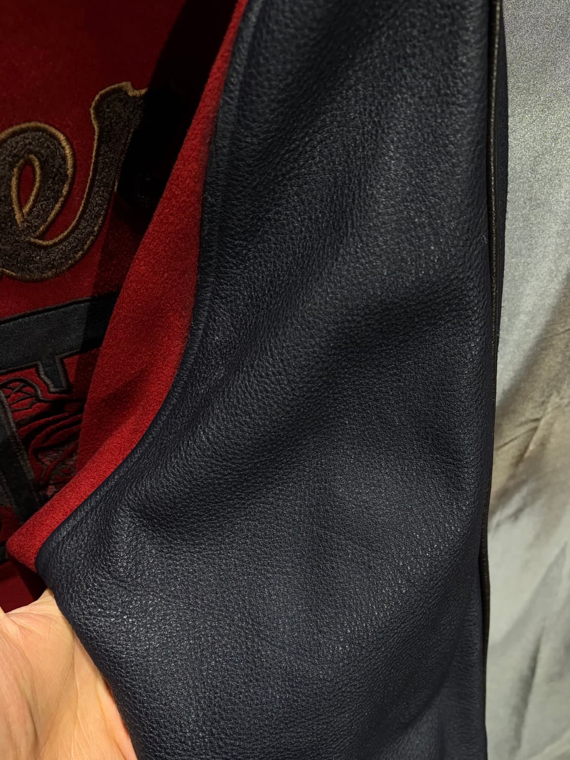 L MLB 메이저리그 타이거 빅로고 레더 울 바시티 상품이미지9