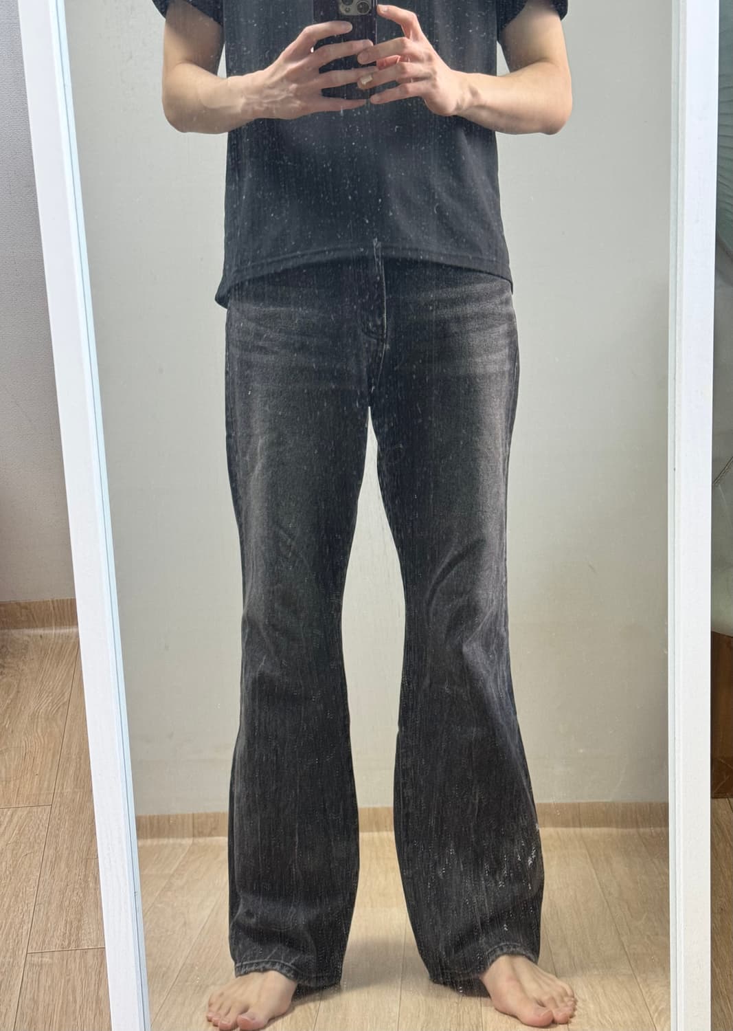 블랙 워싱 데님 흑청바지 32 상품이미지6