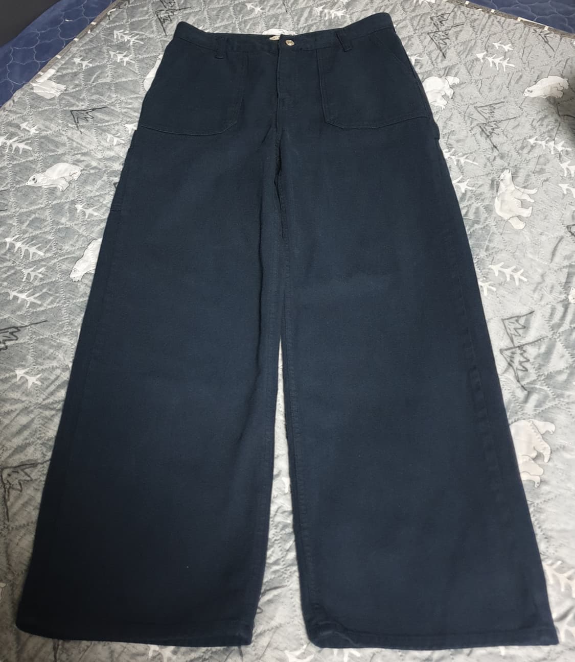 SIYAZU 뉴 와이드 기모 카펜터 팬츠 네이비 (L) 상품이미지1