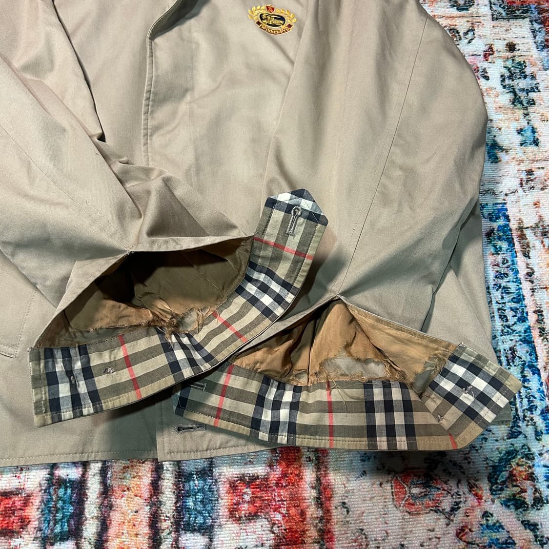 [XL] 80s 버버리 자수로고 크롭핏 블루종 스윙자켓 상품이미지3
