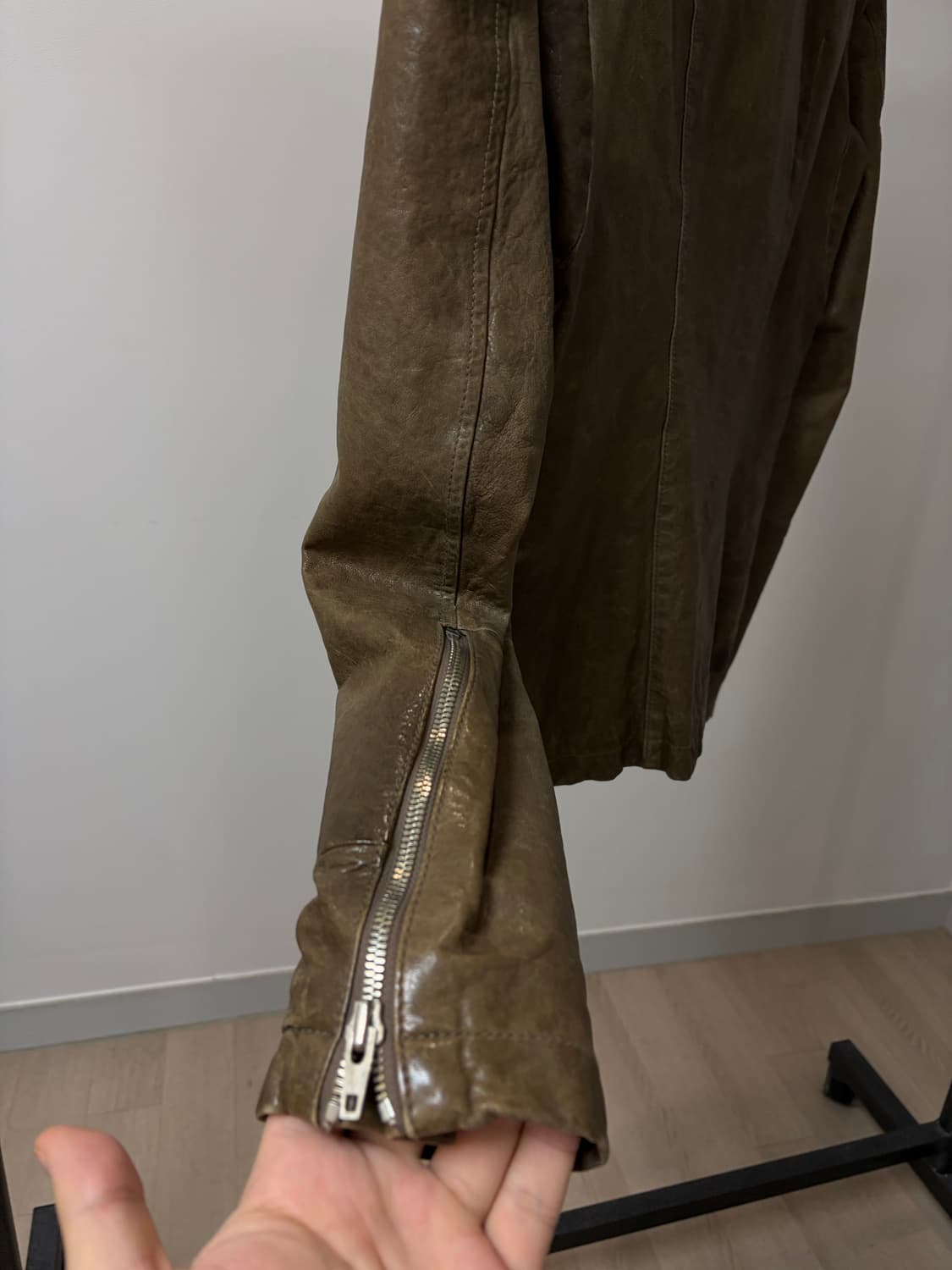 (100) System 시스템 사선 락시크 양가죽 자켓 상품이미지5