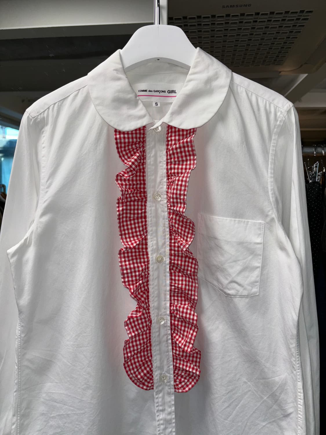 꼼데가르송 걸 깅엄 체크 프릴 셔츠 상품이미지3