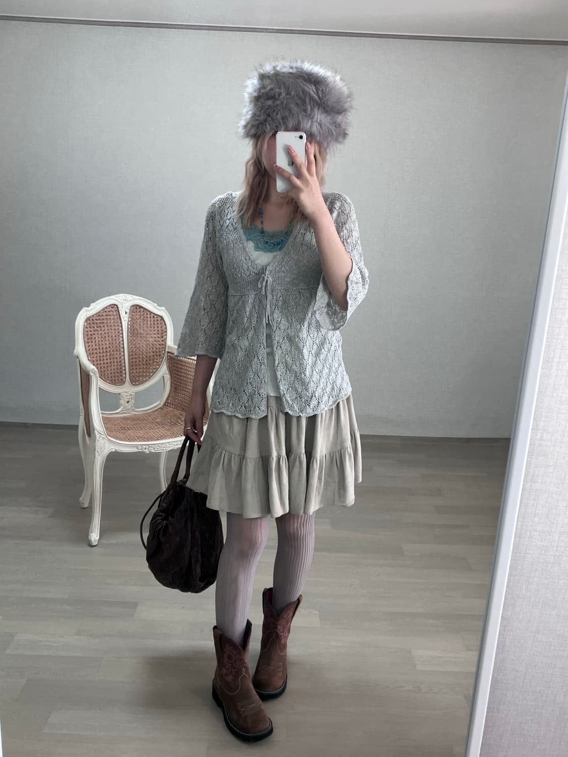 jpn vintage mint gray crochet glitter cd 상품이미지3