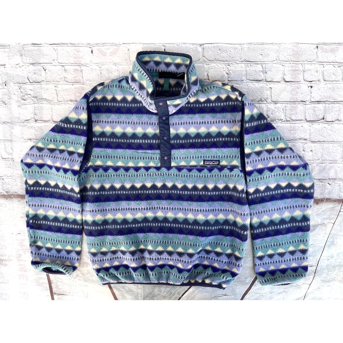 90s 파타고니아 신칠라 스냅-T 페어아일 패턴 민트네이비 상품이미지1
