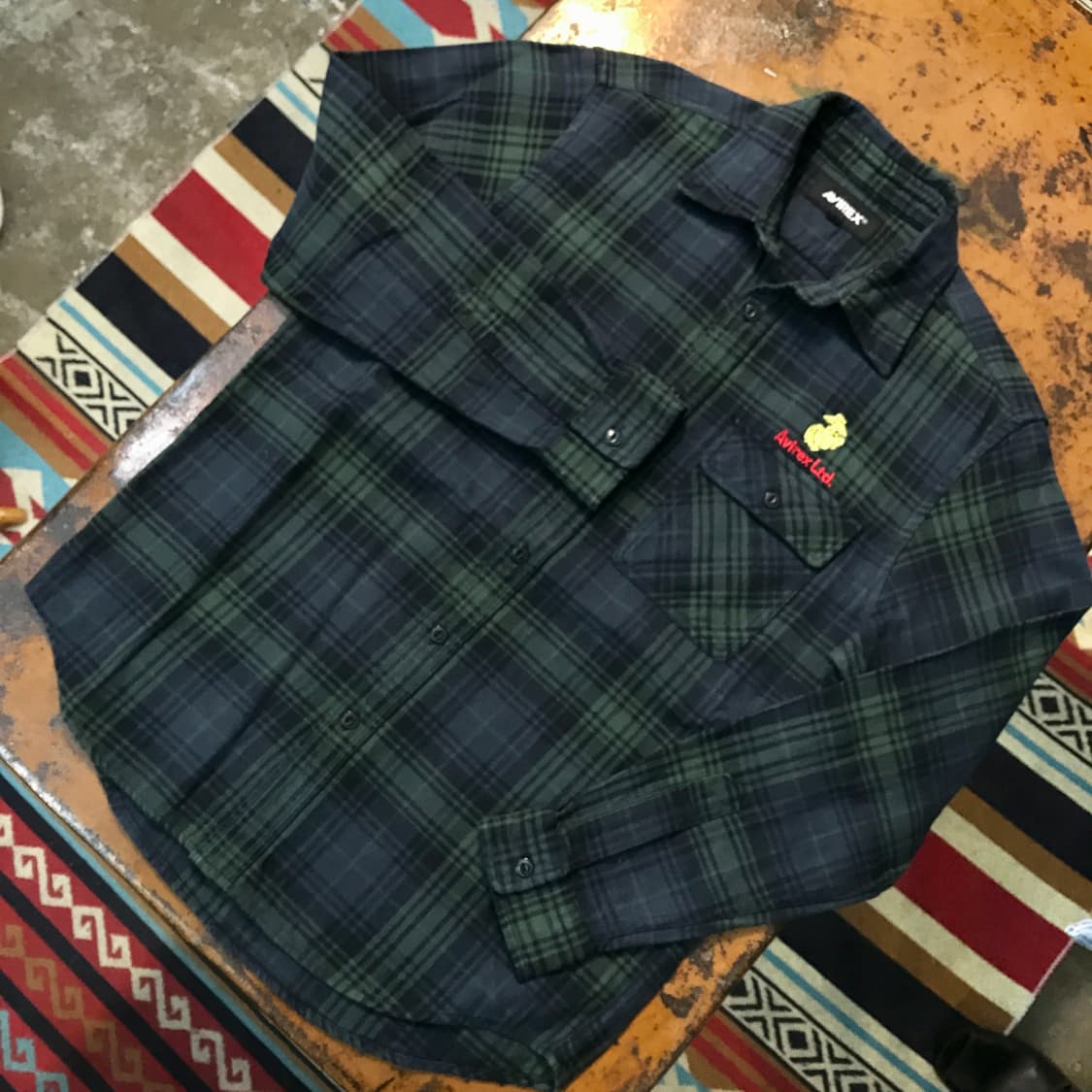 아비렉스 투포켓 청록 마드라스 체크 도톰한 코튼 셔츠 남성 102 여성F 상품이미지2