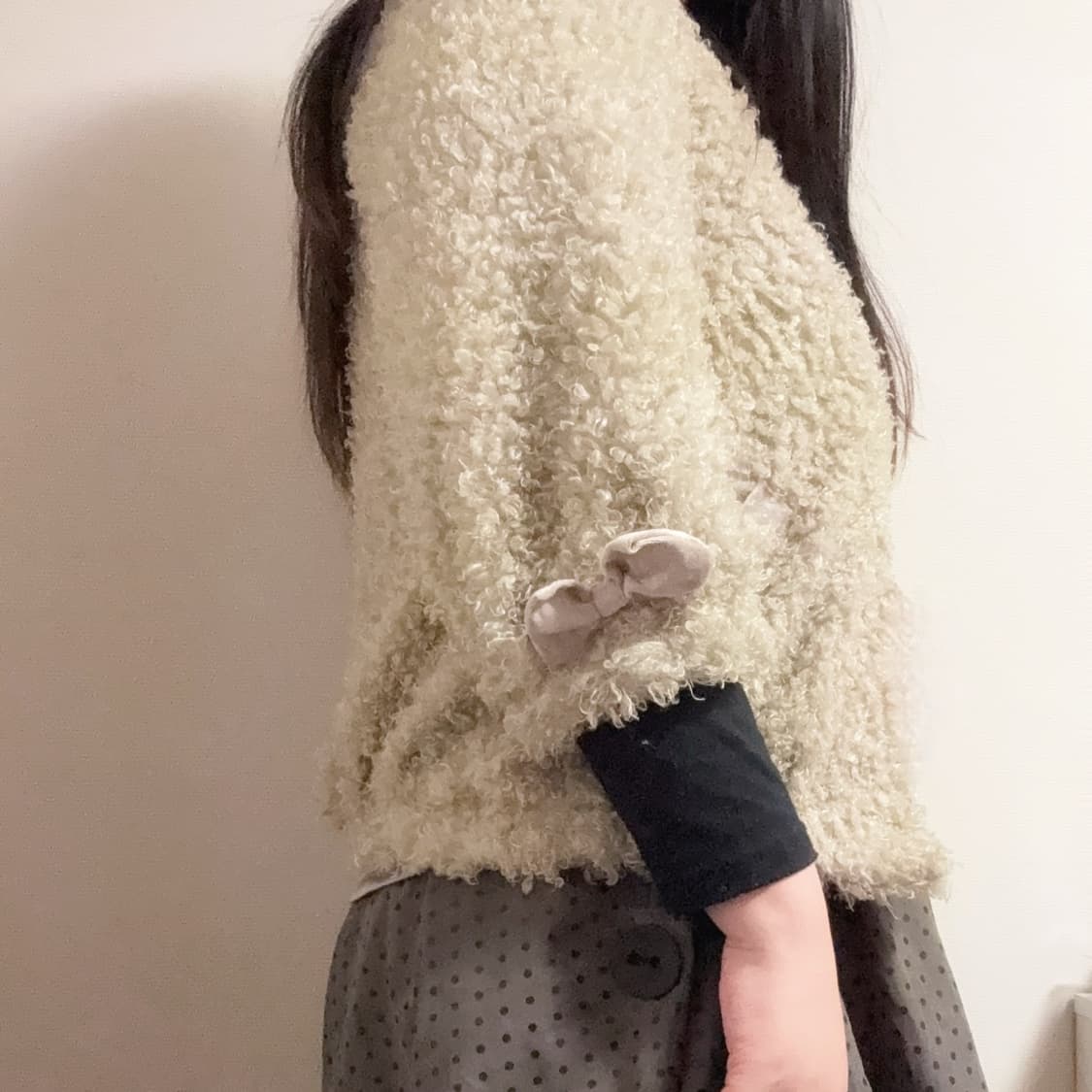 러블리갸루 필수템 폭닥 리본 디테일 가디건 자켓 상품이미지1