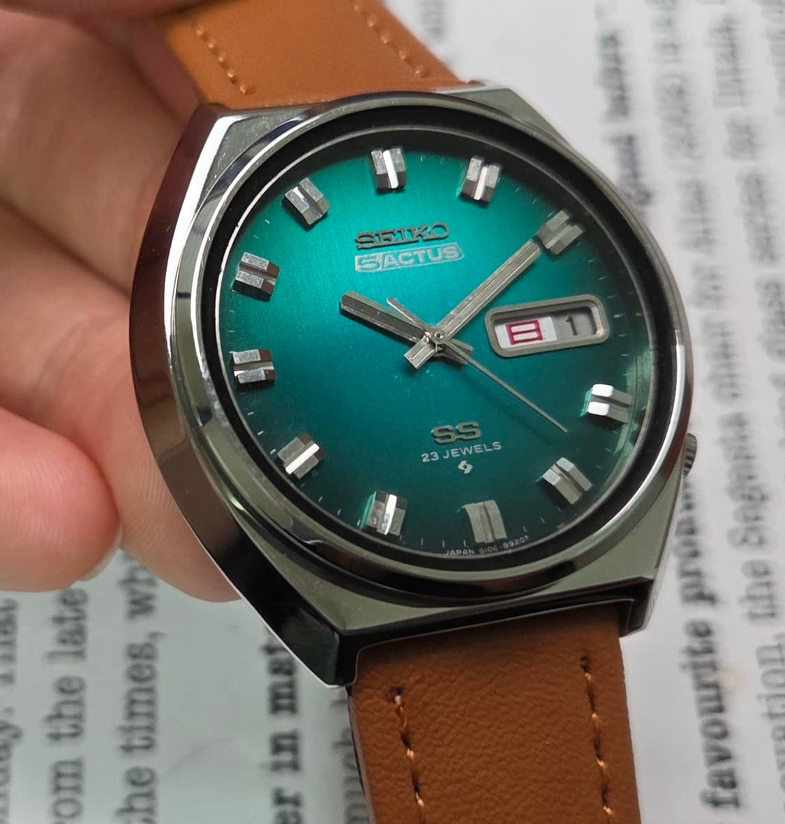 레어] 빈티지 세이코 액투스SS 와이드보이 그린판 한자 데이데이트  상품이미지9
