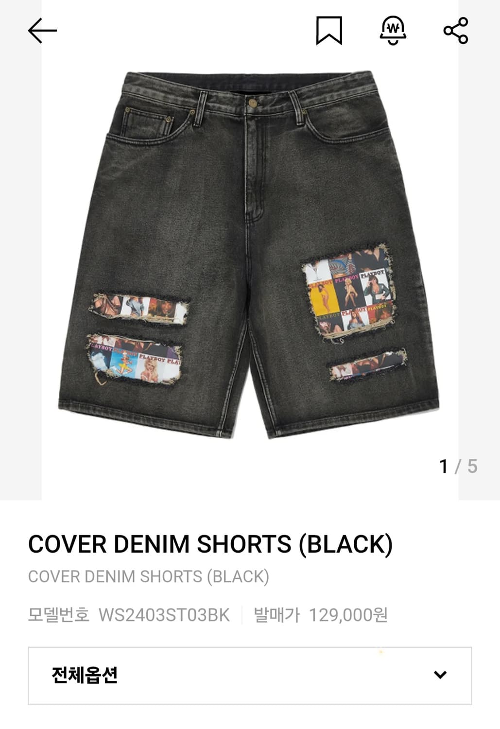 위캔더스x플레이보이 COVER DENIM SHORTS(BLACK) M 상품이미지1