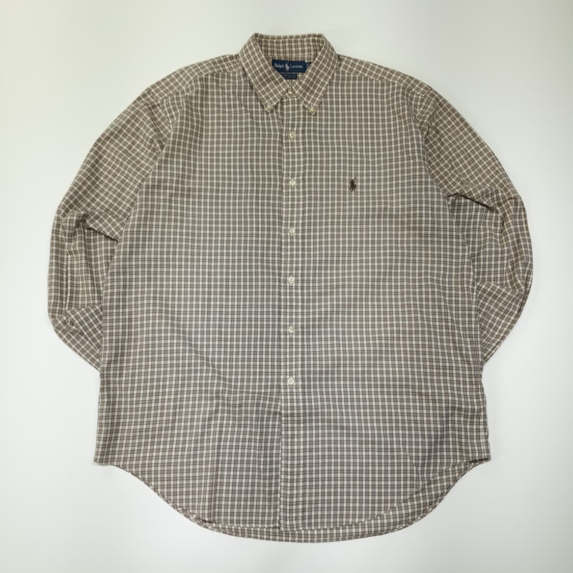 CL597 2XL 폴로 90s 홍콩판 태터솔체크 브라운 셔츠 남방 상품이미지1