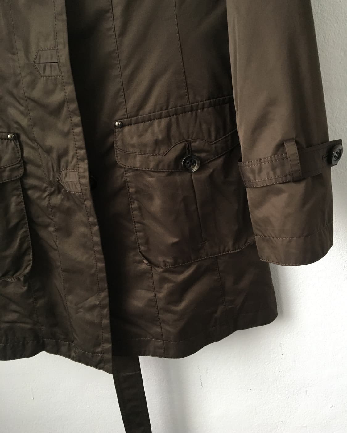 Belted glossy high neck jacket 상품이미지3