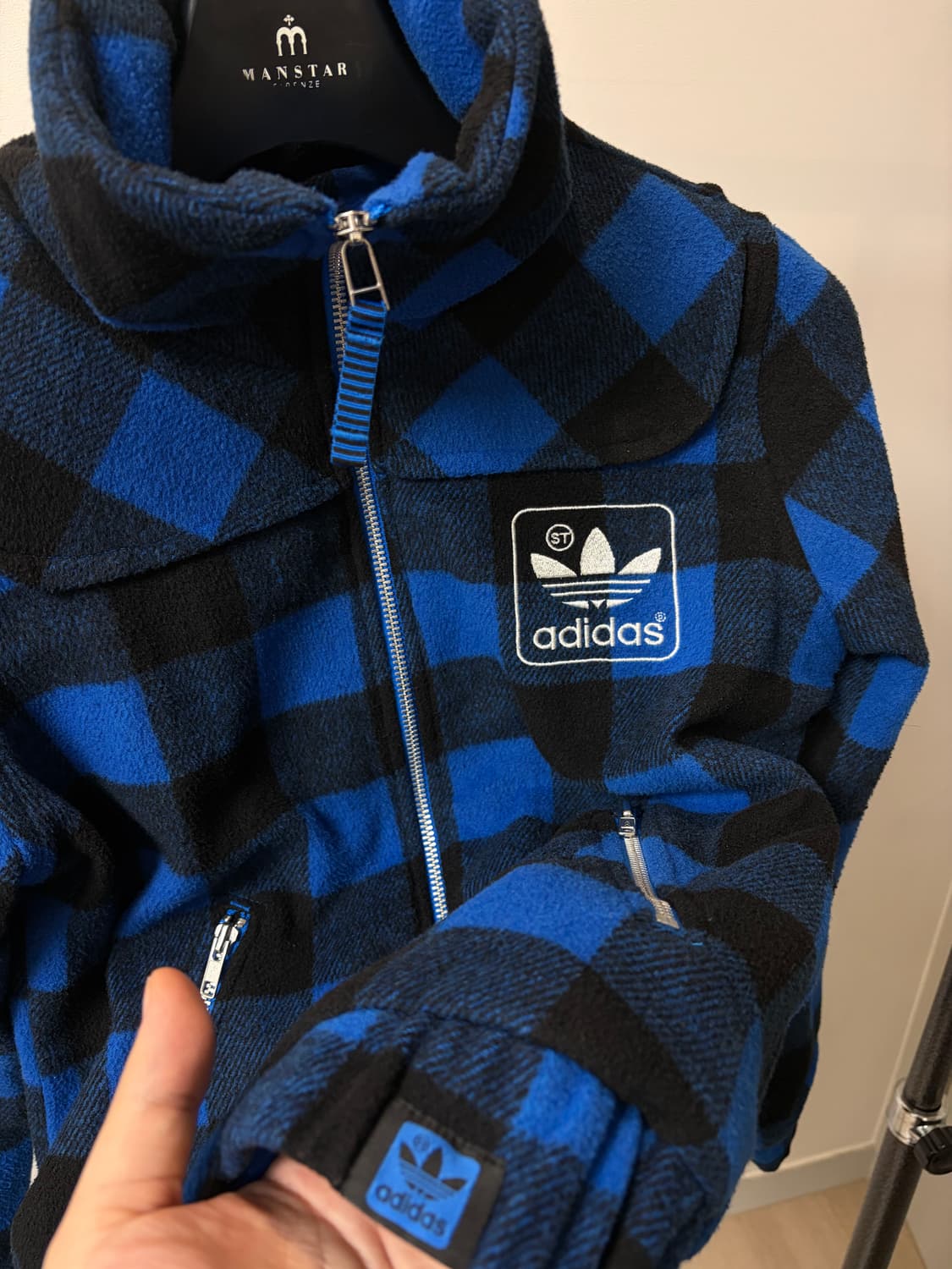 (95) 아디다스 y2k 체크 울 누빔 자켓 상품이미지2