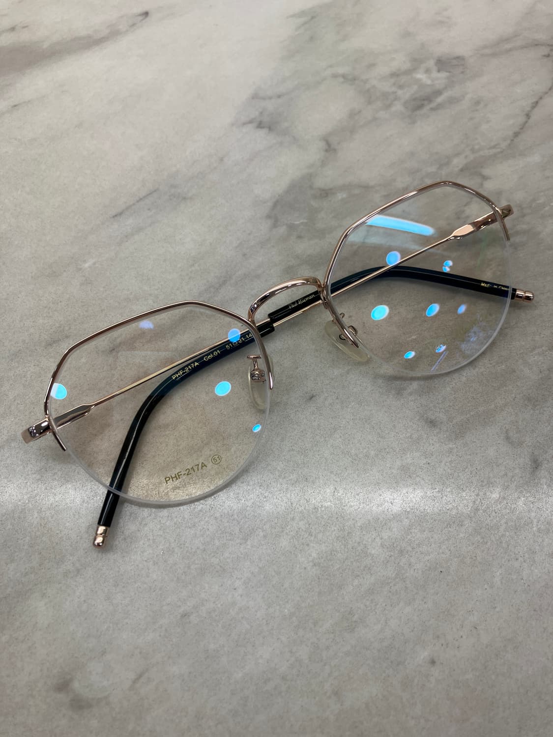 B41 폴 휴먼 Paul Hueman 로즈골드 라운드 반무테 안경 상품이미지1