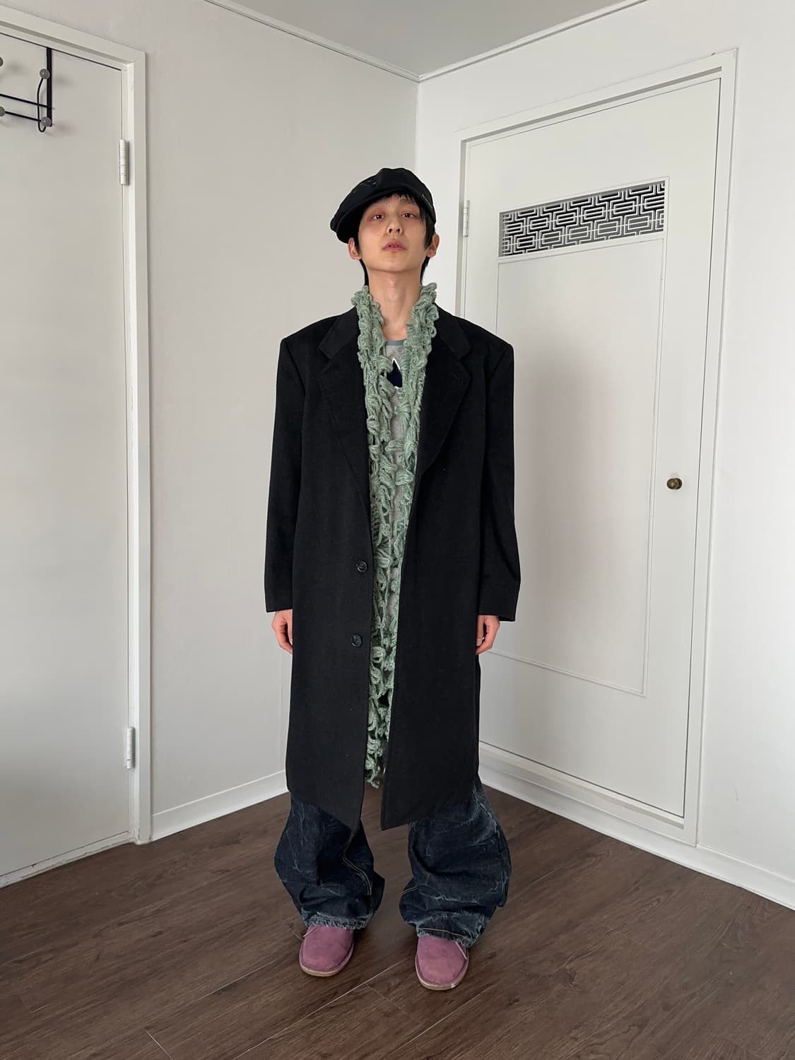 Sample 블리치 워시드 루즈 와이드 진 상품이미지5