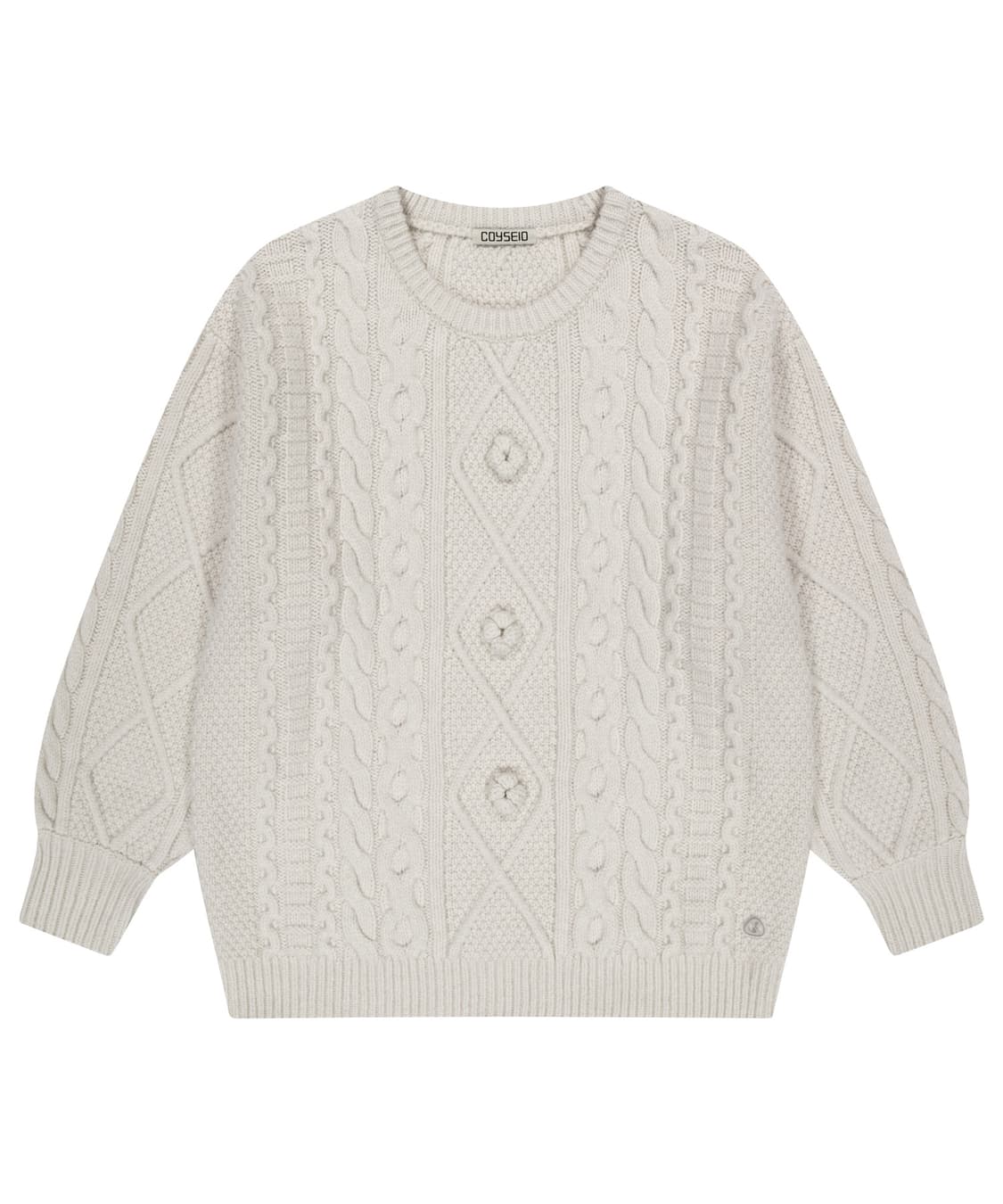 코이세이오 POMPOM CABLE KNIT IVORY 상품이미지1