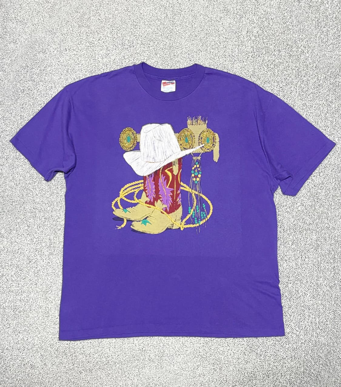 XL)90s 헤인즈 빈티지 카우보이 티셔츠 Made in USA 상품이미지1