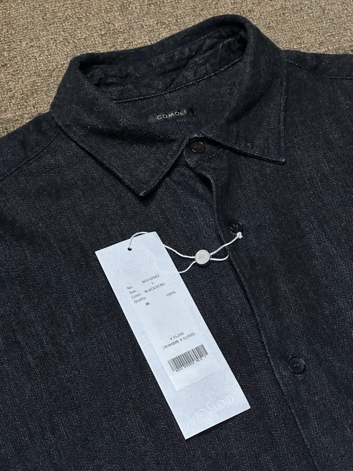 [1] comoli 블랙 에크루 데님 셔츠 상품이미지5