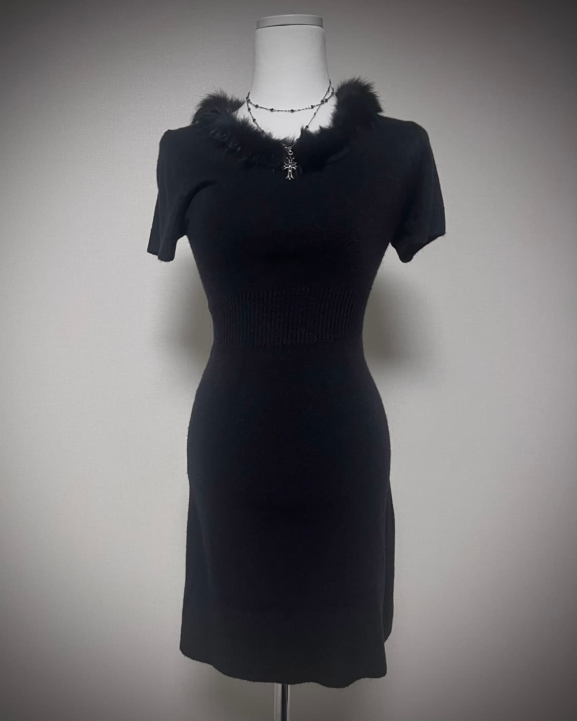 오네갸루 반팔 니트 딱붙원피스 고스 고딕 상품이미지2