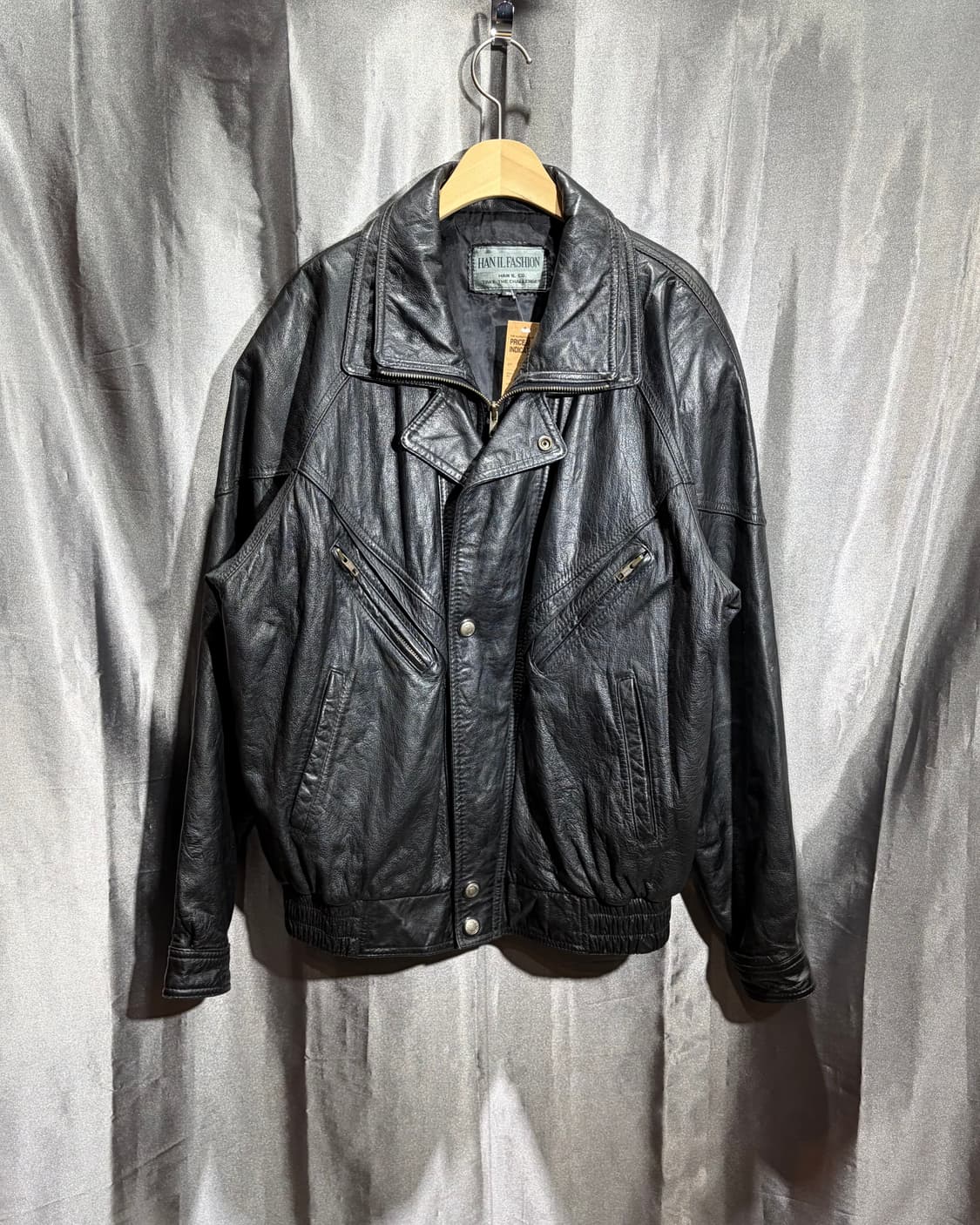 XL 레이어링 카라 사선 포켓 카우레더 자켓 상품이미지2