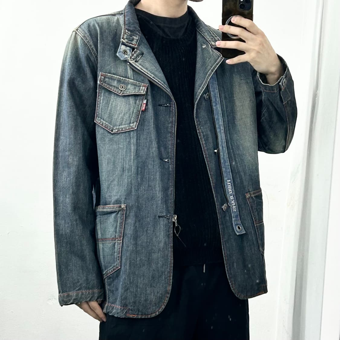 후부 데님 사파리 자켓 상품이미지2