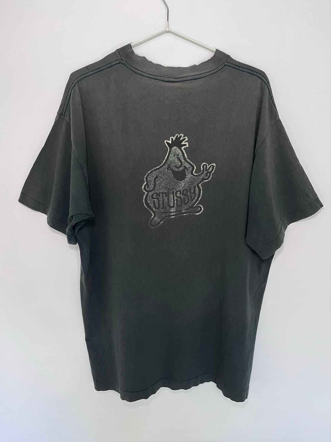 90s Stussy Mr.Blob 페이디드 다크 그린 티셔츠 상품이미지2