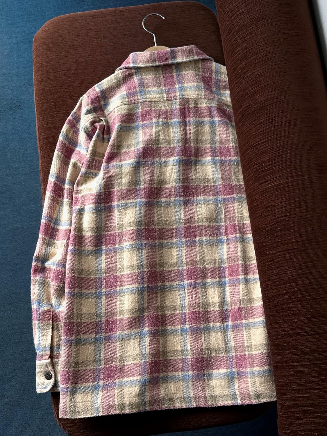 Cotton woven nel check wide shirt 상품이미지4