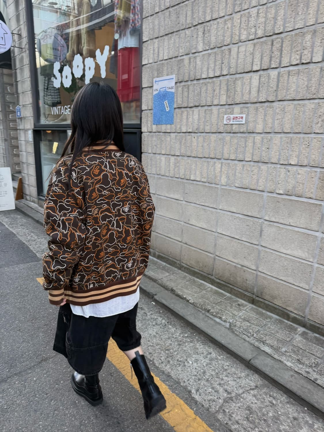 베이프 OG 브라운 사루카모 로고 바시티 상품이미지9