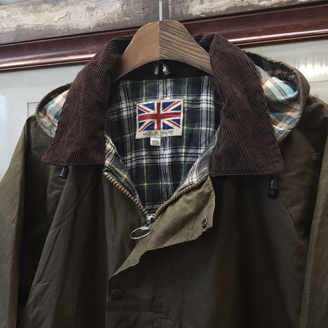 90s 잉글랜드 컨트리 올리브 그린 왁스자켓 헌팅자켓 파카 xxl 상품이미지3
