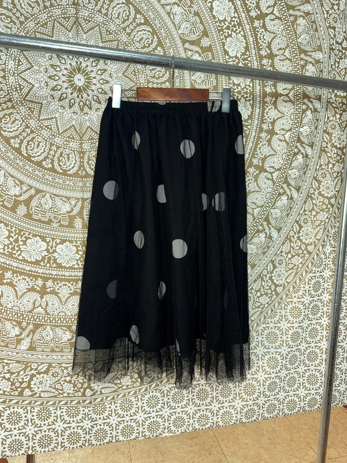 빈티지 여성 밴딩 시스루 도트 스커트  상품이미지4