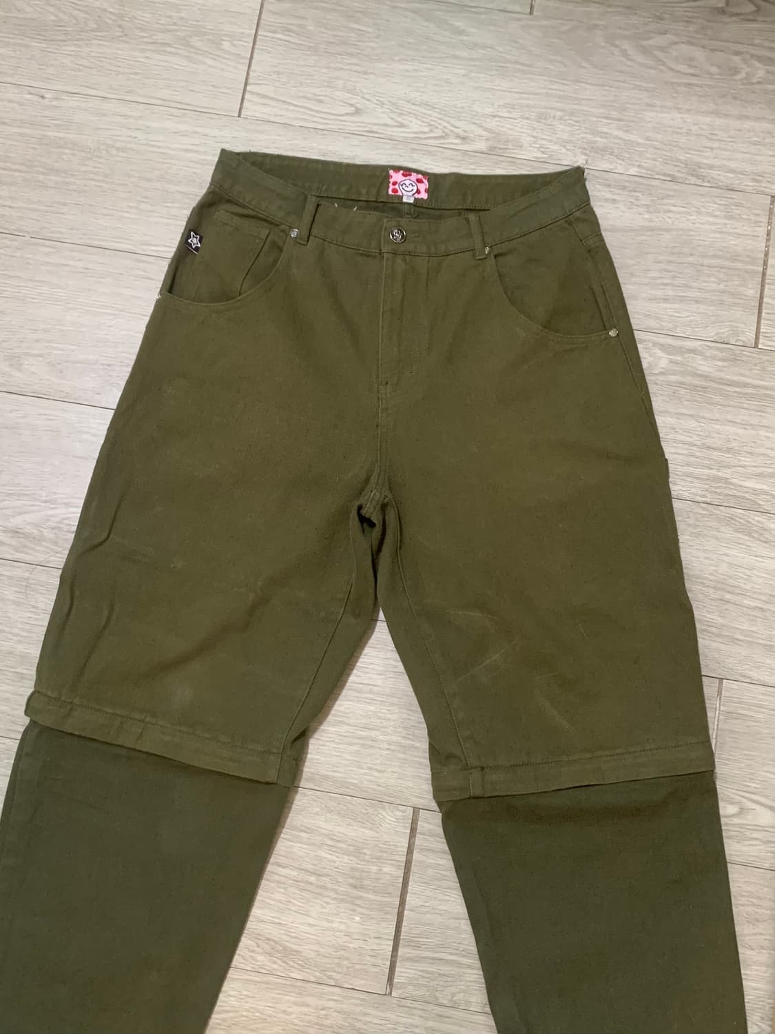 Star team olive zip off baggy jeans 상품이미지3