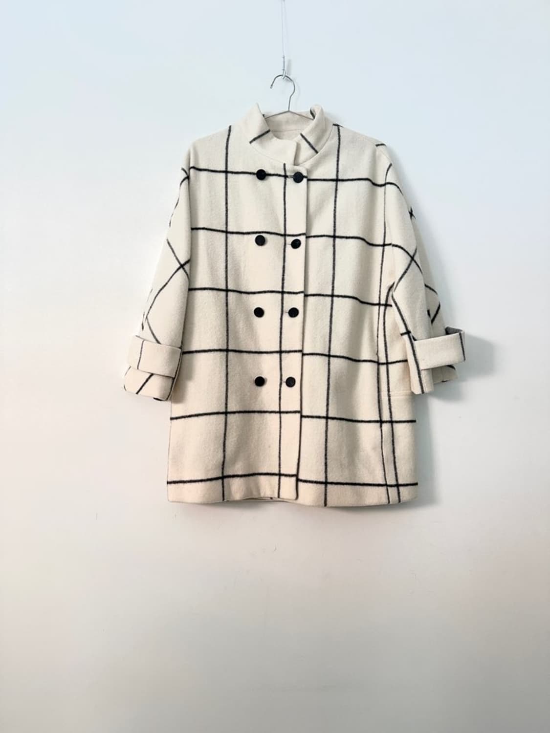 Milk grid half coat / ivory 상품이미지3