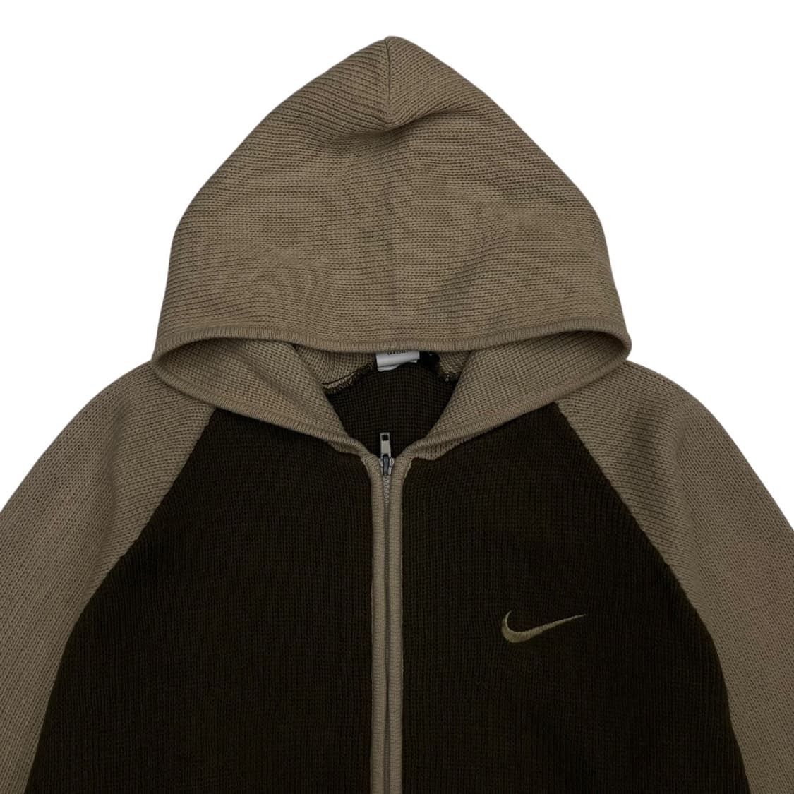 나이키 90's 베이지 배색 딥카키 후드 니트집업 L 상품이미지4