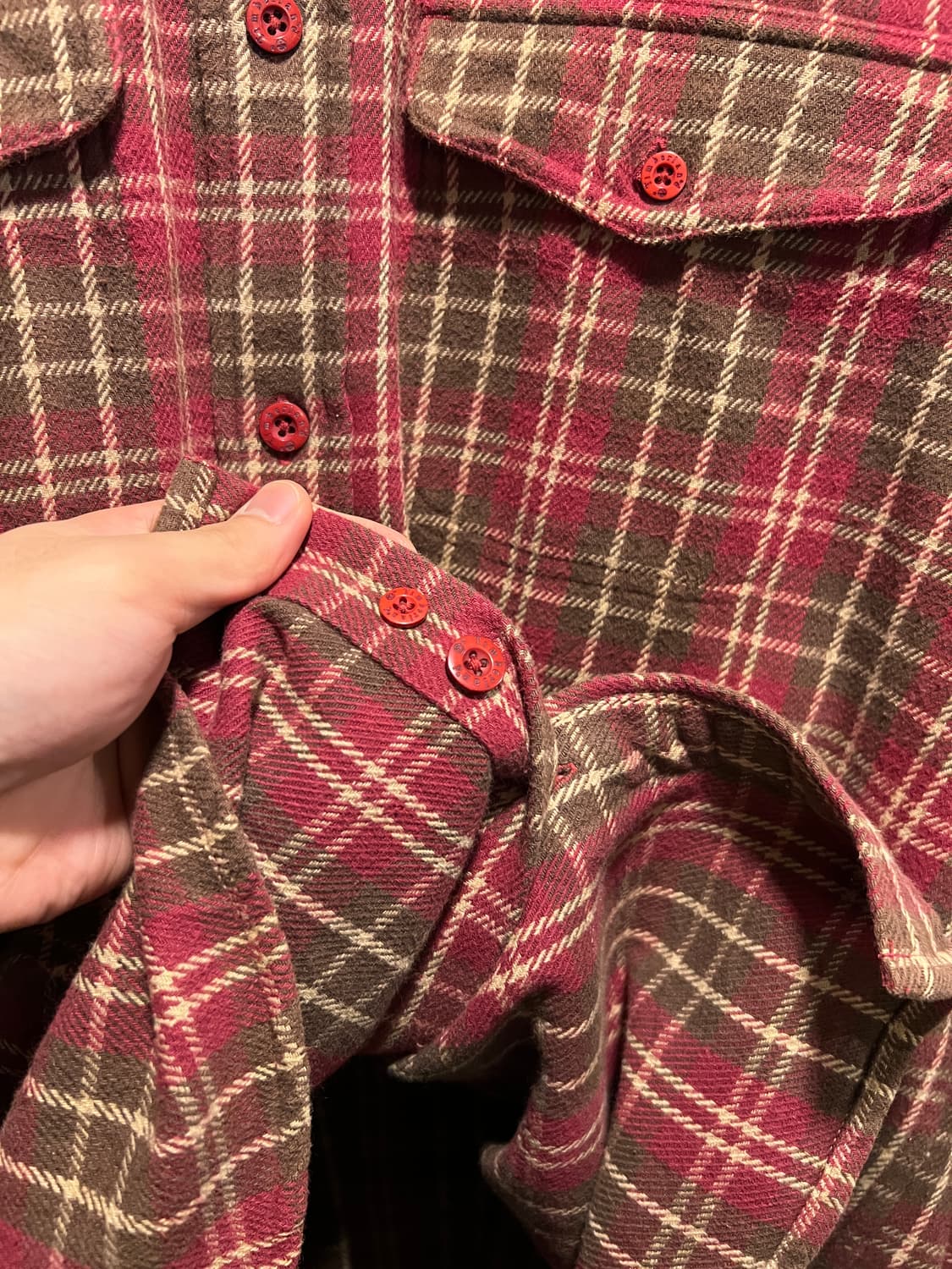 [M]팀버랜드 레드 타탄체크 플란넬 워크 셔츠 상품이미지5