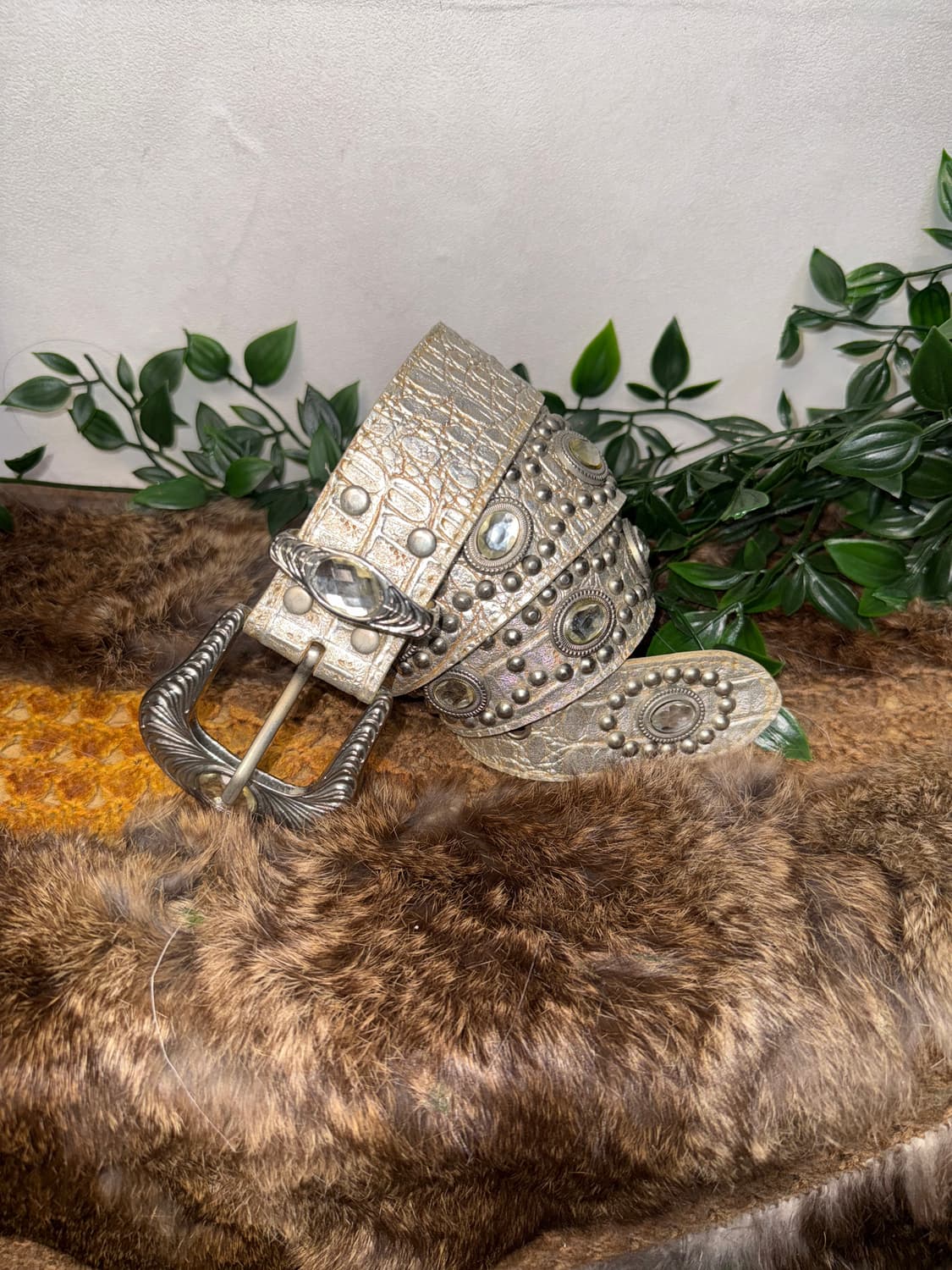 Silver python cubic stud buckle belt 상품이미지2