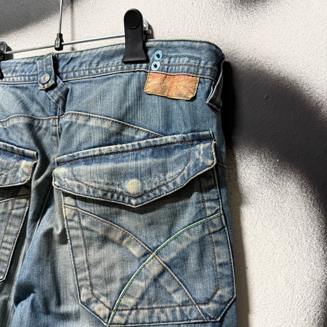 VTG 빈티지 빅사이즈 포켓 디테일 워싱 와이드 카고 데님 팬츠 상품이미지8