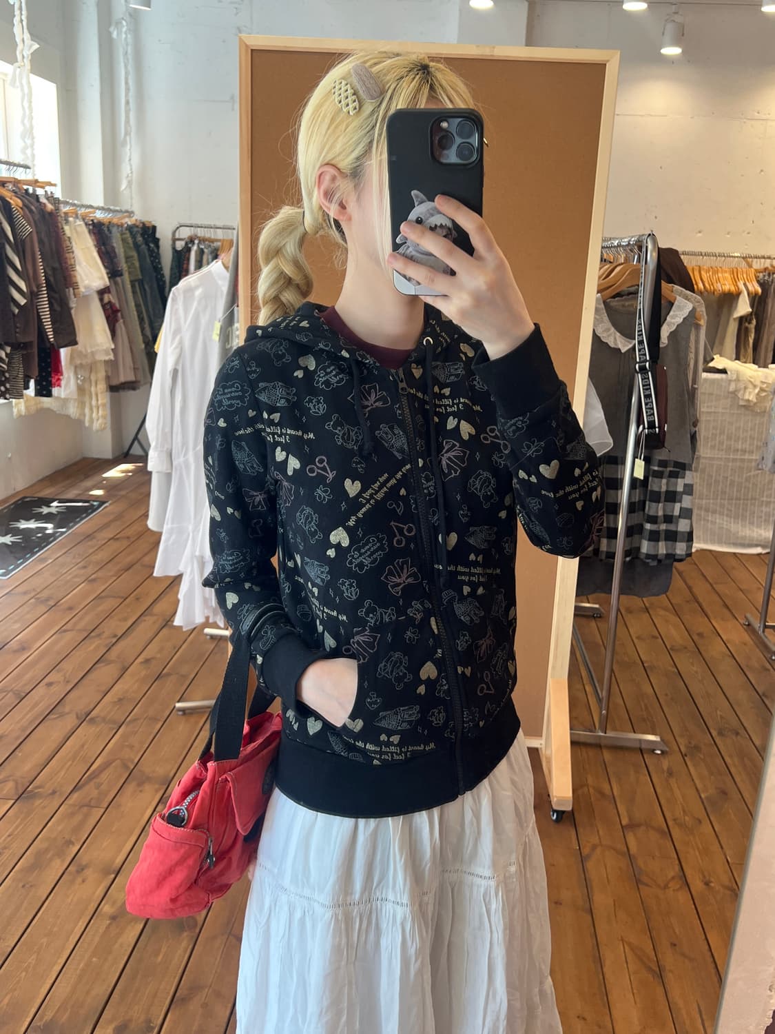 Colza 블랙 프린팅 후드집업  상품이미지4