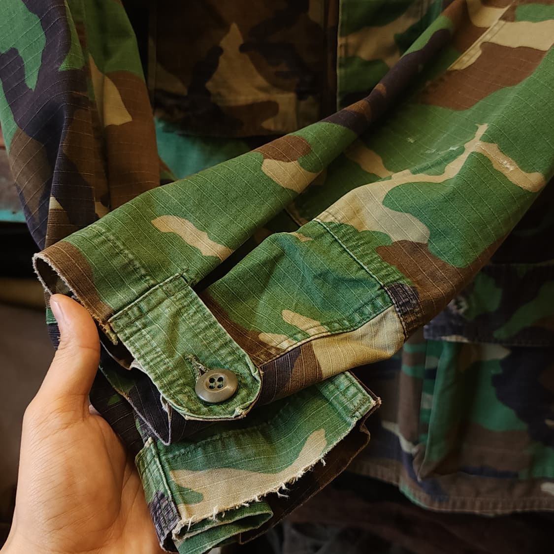 90s 미군 BDU 카모셔츠 우드랜드 미디움 레귤러 상품이미지8