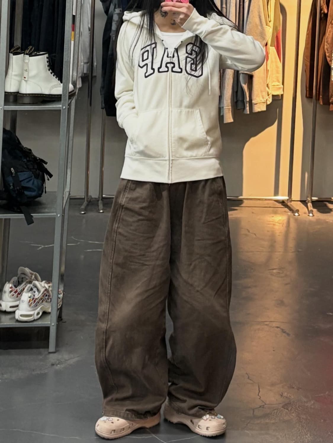 갭 로고 화이트 후드집업 A3255 상품이미지1