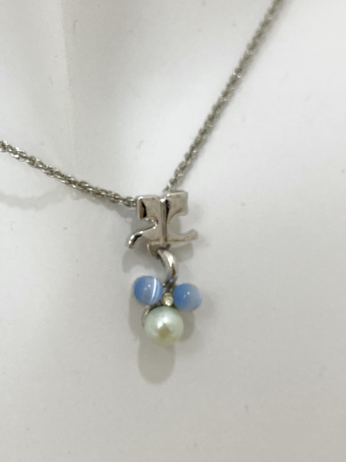 Courrèges 블루 리본 진주드롭 목걸이 상품이미지2