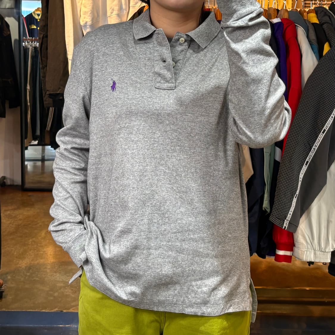 폴로랄프로렌 그레이 언발 카라 티셔츠 상품이미지1