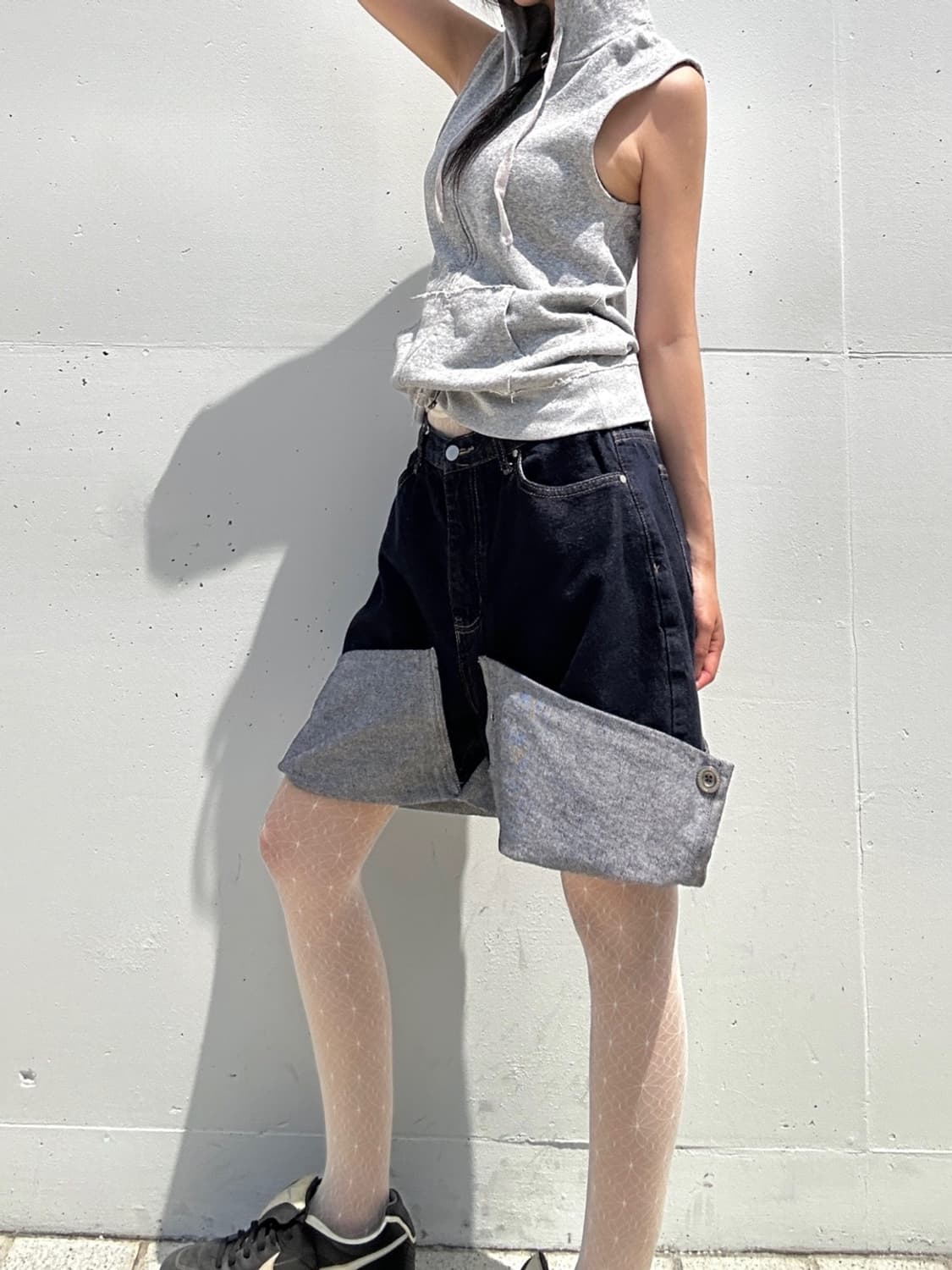 Upcycling reworked roll up denim pants 상품이미지6