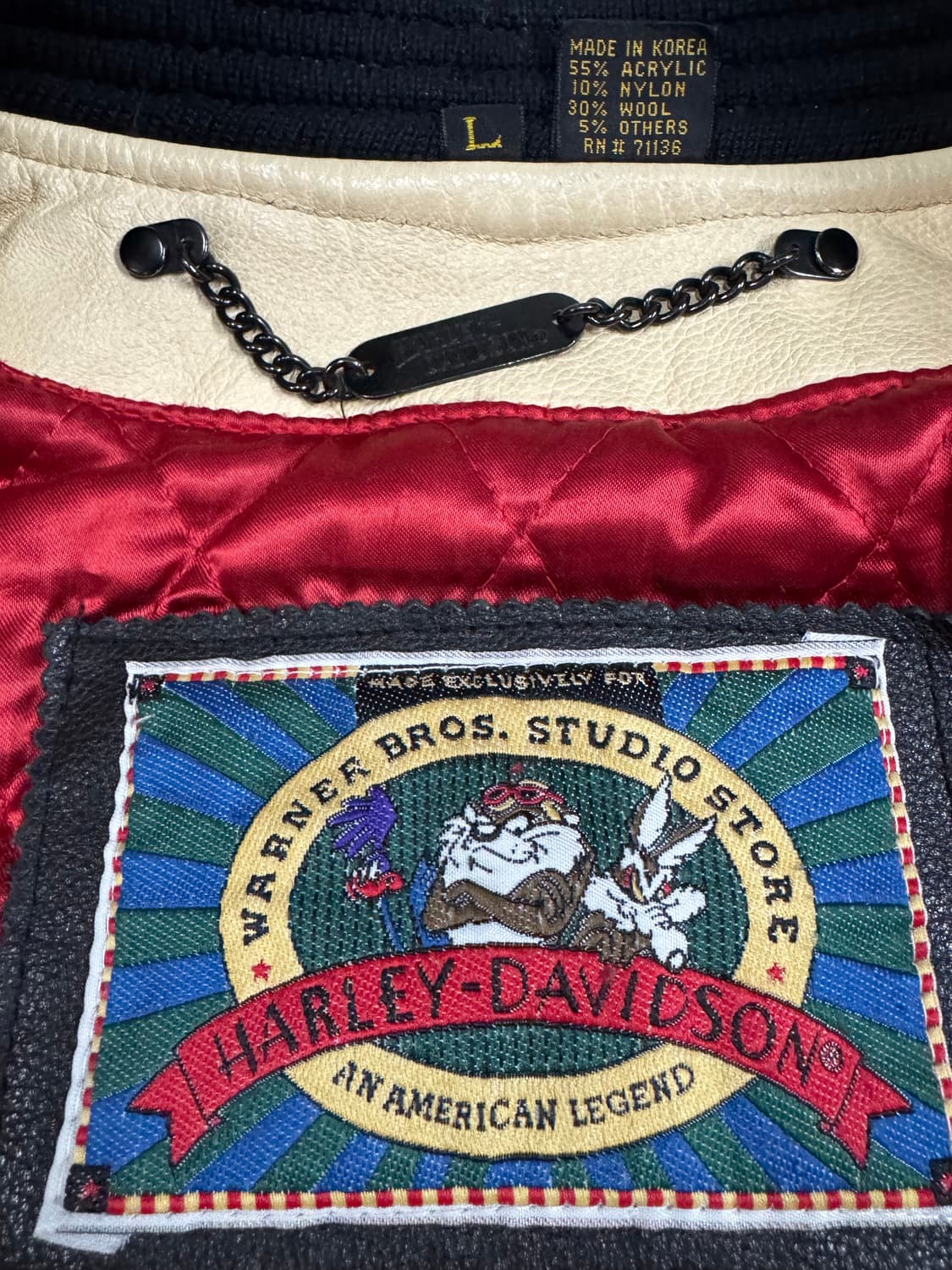 할리데이비슨 워너브라더스 타즈 레더 바시티 자켓L 상품이미지6